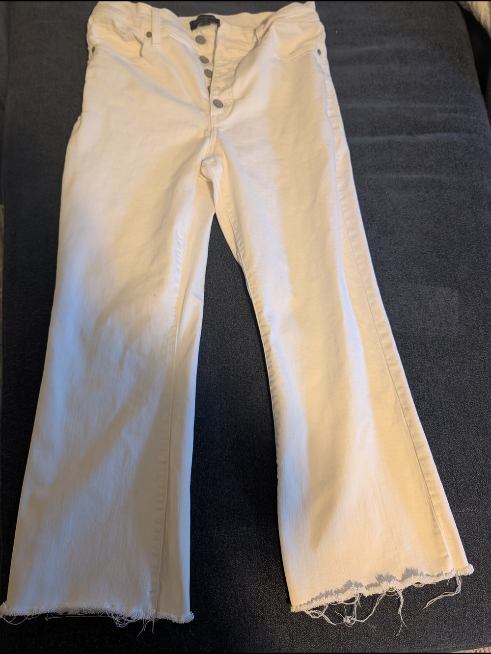 Banana Republic White Flared Button-Fly Jeans